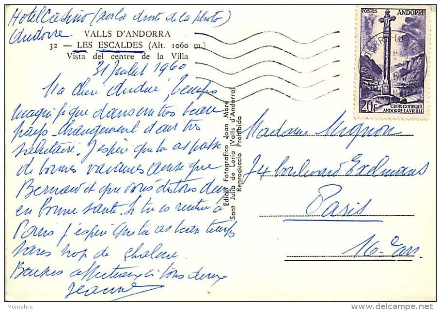 1961  20 Fr  Croix Gothique Seul Sur Carte Postale Pour La France  Yv 148 - Covers & Documents