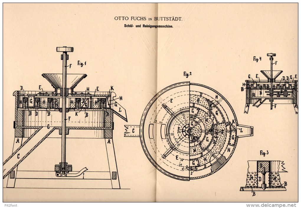 Original Patentschrift - Otto Fuchs In Buttstädt B. Sömmerda , 1886 , Schäl- Und Reinigungsmaschine , Mühle !!! - Machines