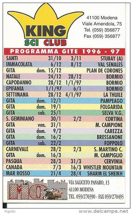 CAL465 - CALENDARIETTO 1997 - KING SCI CLUB - Formato Piccolo : 1991-00