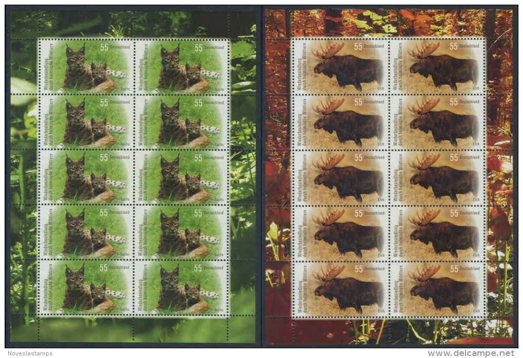 !a! GERMANY 2012 Mi. 2913-2914 MNH SET Of 2 SHEETS(10) -Re-Settlement By Domestic Wild Animals - Other & Unclassified