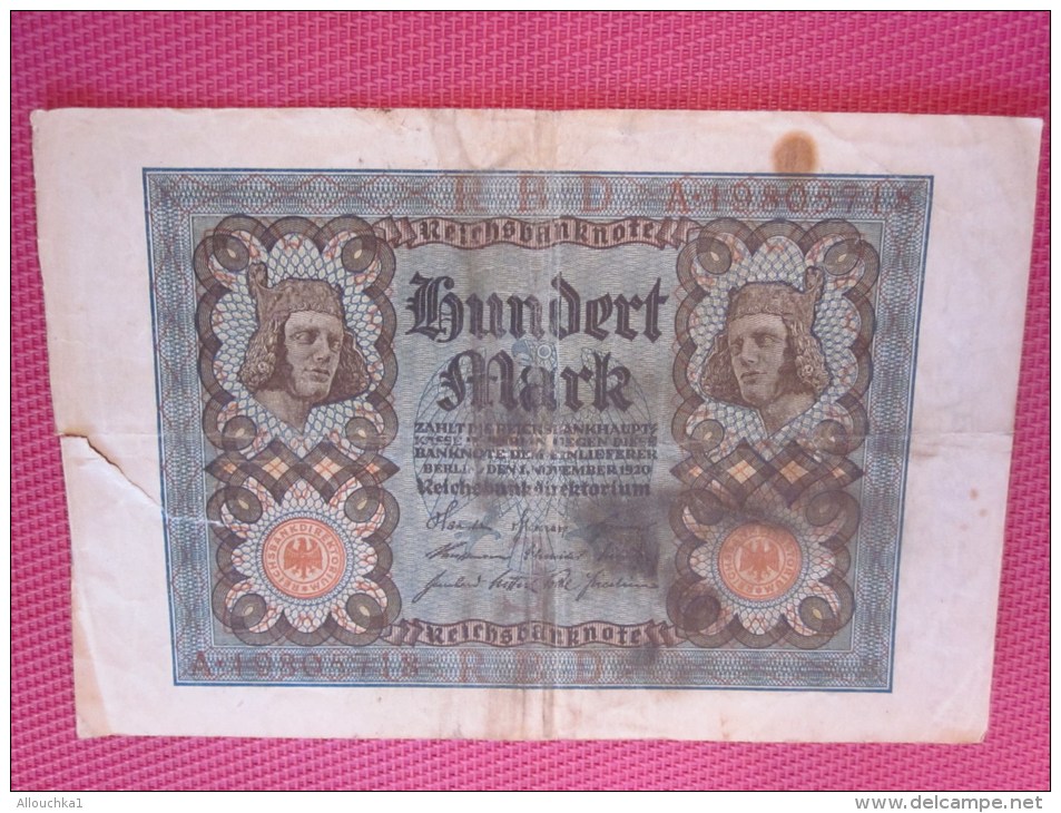 Berlin Septembre 1920 Reichbanknote  100 Mark BANK BILLET DE BANQUE BANCONOTE BANKNOTE BILLETES BANKNOTEN - 100 Mark