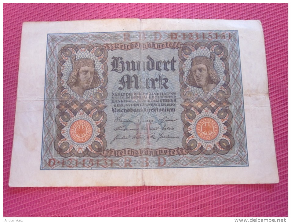 Berlin Septembre 1920 Reichbanknote  100 Mark BANK BILLET DE BANQUE BANCONOTE BANKNOTE BILLETES BANKNOTEN - 100 Mark