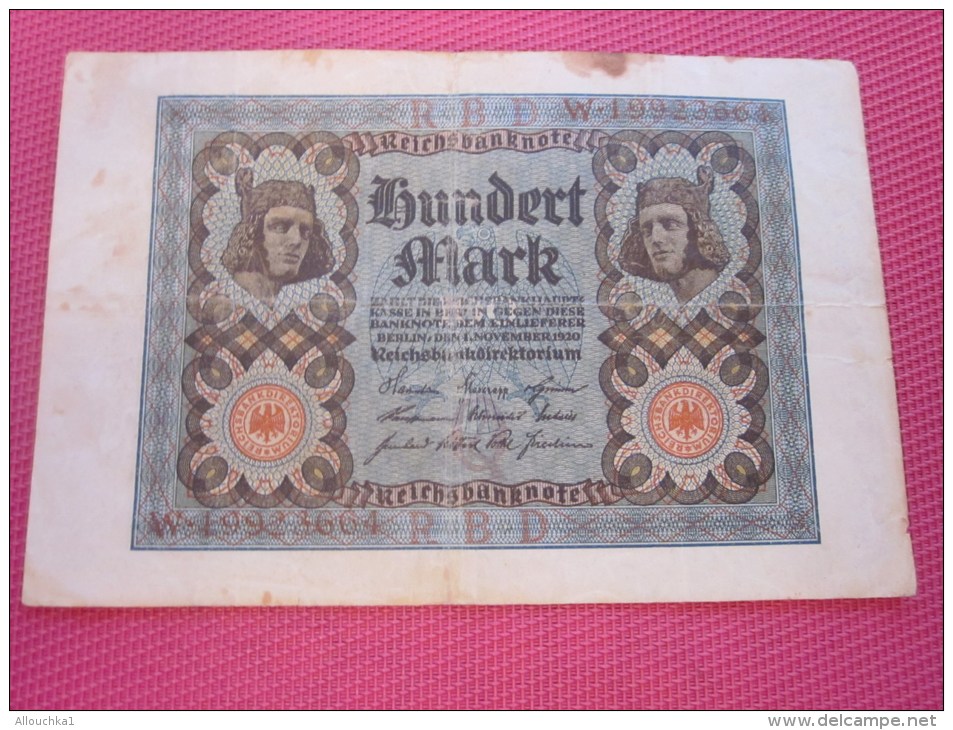 Berlin Septembre 1920 Reichbanknote  100 Mark BANK BILLET DE BANQUE BANCONOTE BANKNOTE BILLETES BANKNOTEN 1978 - 100 Mark