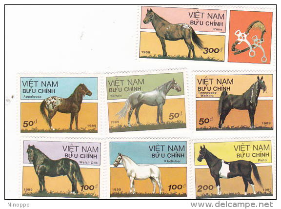 Vietnam 1989 Horses Imperforated Set And Mini Sheet MNH - Vietnam