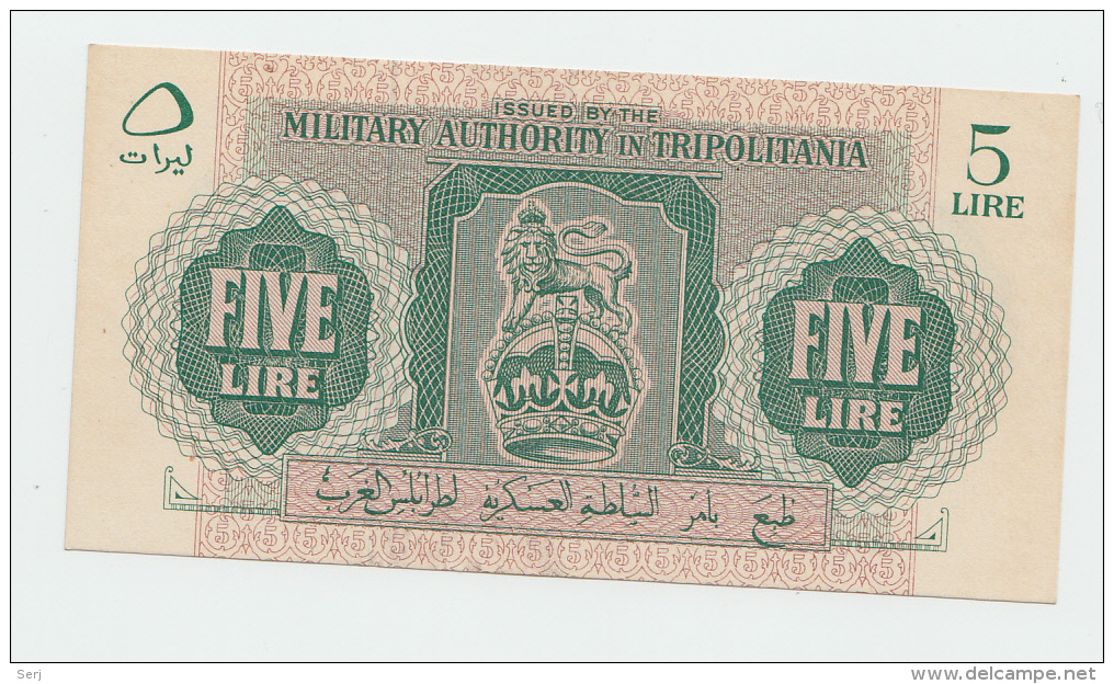 Libya Tripolitania 5 Lire 1943 XF++ P M3 - Libië