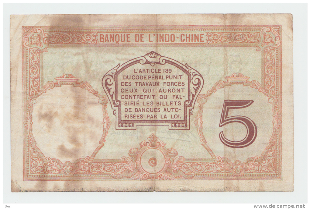 New Caledonia Indo-China Noumea 5 Francs 1926 AVF P 36b 36 B - Numea (Nueva Caledonia 1873-1985)