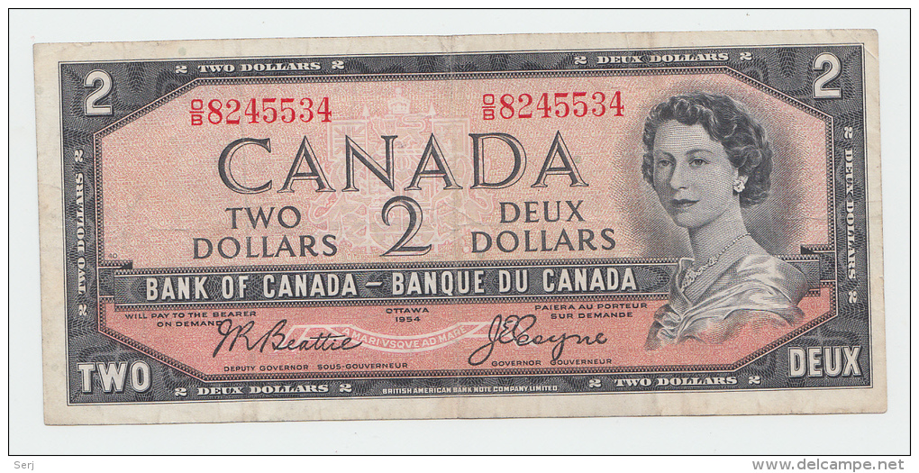 Canada 2 Dollars 1954 (1955-61) VF CRISP Banknote P 76a - Kanada