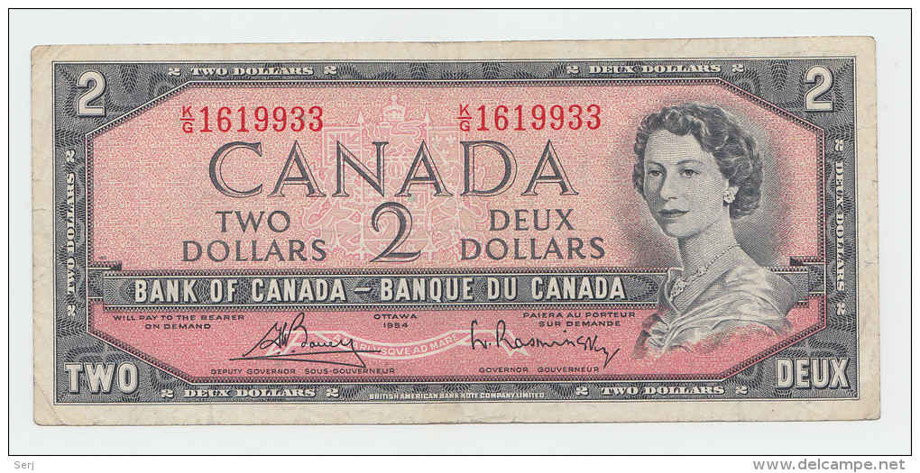 Canada 2 Dollars 1954 (1972 - 1973) VF CRISP Banknote P 76c 76 C - Kanada