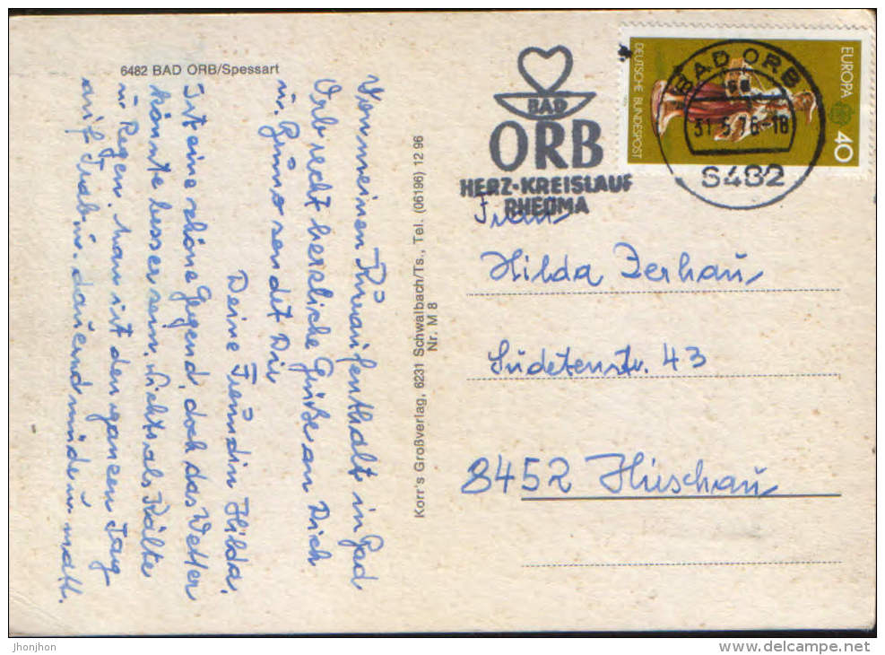 Deutschland- Postkarte Zirkuliert In 1976- Bad Orb- Spessart - Collage Von Bildern - 2/scans - Bad Orb