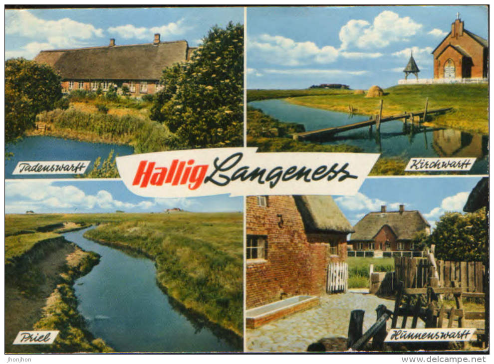 Deutschland- Postkarte Zirkuliert In 1982- Hallig Langeness -Collage Von Bildern - 2/scans - Halligen