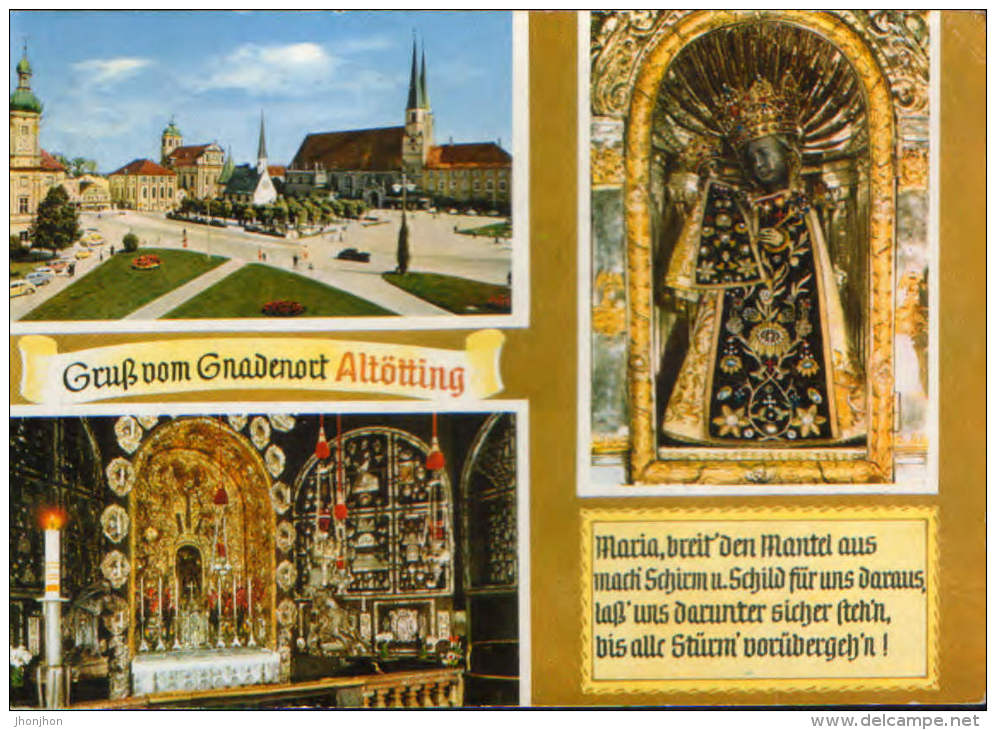 Deutschland- Postkarte Zirkuliert In 1974- Altotting-  Collage Von Bildern - 2/scans - Altoetting