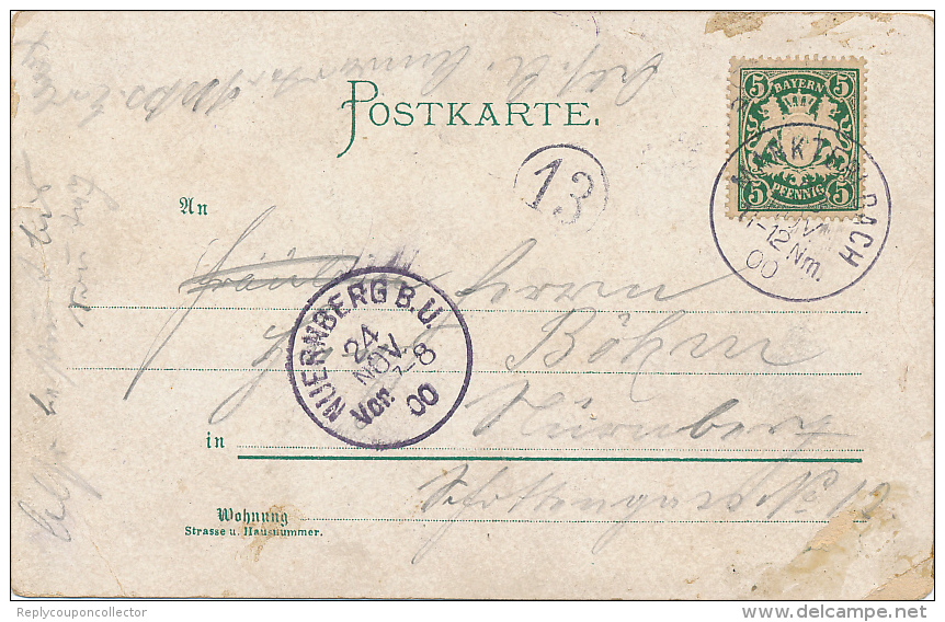 Markt ERLBACH - 1900 , Gruss Aus ... - Gebrauchsspuren - Other & Unclassified