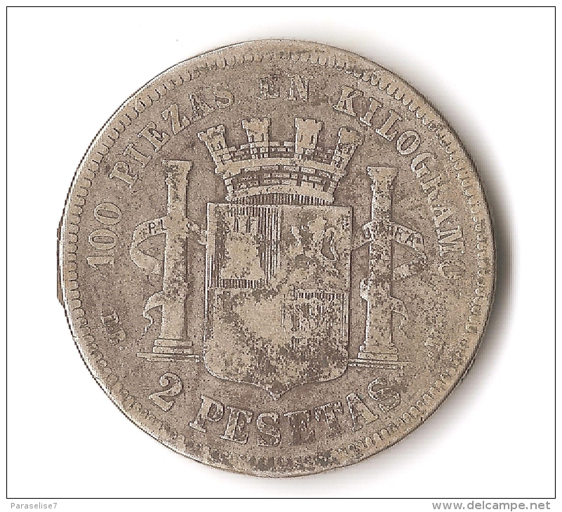 ESPAGNE 2 PESETAS  1870  ARGENT - First Minting