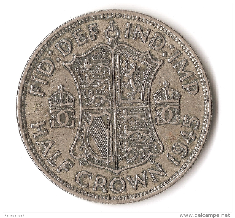 GRANDE - BRETAGNE  1/2 CROWN  1945  ARGENT - K. 1/2 Crown