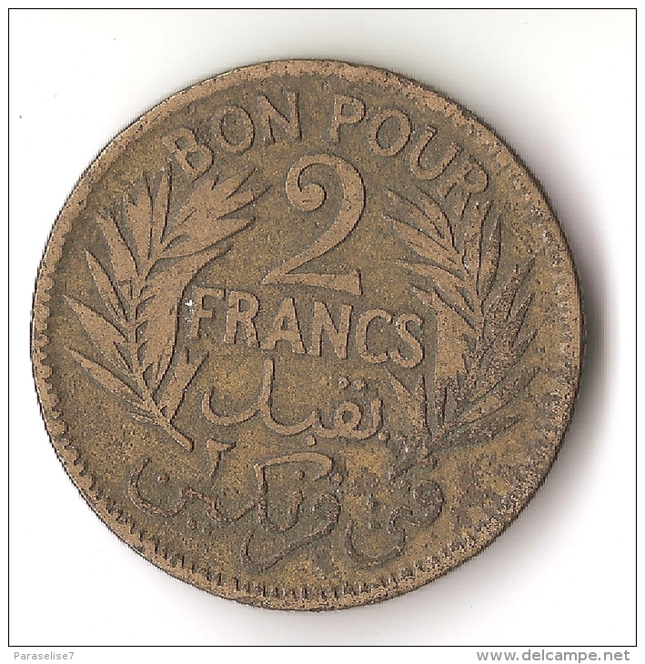 TUNISIE 2  FRANCS   1921 - Tunisia