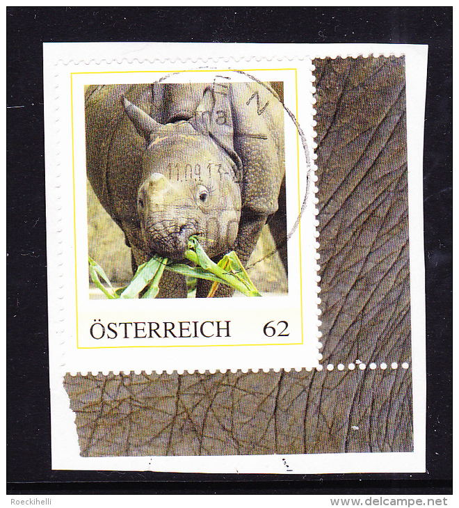 2013 - ÖSTERREICH - PM  "Nashorn" 62 C Mehrf. - O Gestempelt - S.Scan   (PM Nashorn  At) - Persoonlijke Postzegels