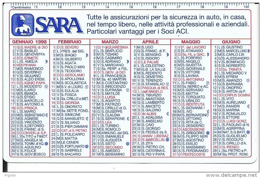 CAL492 - CALENDARIETTO 1998 - SARA ASSICURAZIONI - Small : 1991-00