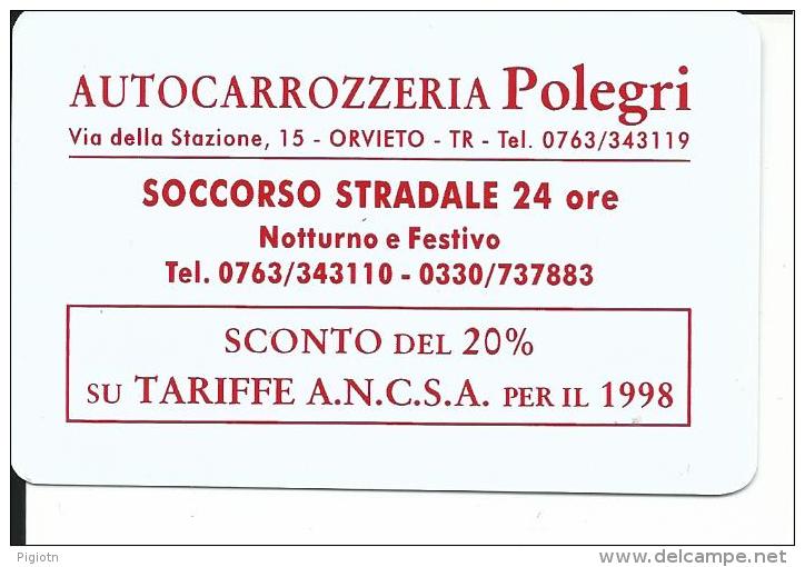 CAL501 - CALENDARIETTO 1998 - AUTOCARROZZERIA POLEGRI -  ORVIETO - Formato Piccolo : 1991-00