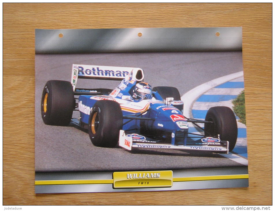 WILLIAMS FW19 Formule 1 F1    Fiche Auto Voiture Automobile Cars Format A4 - Autos