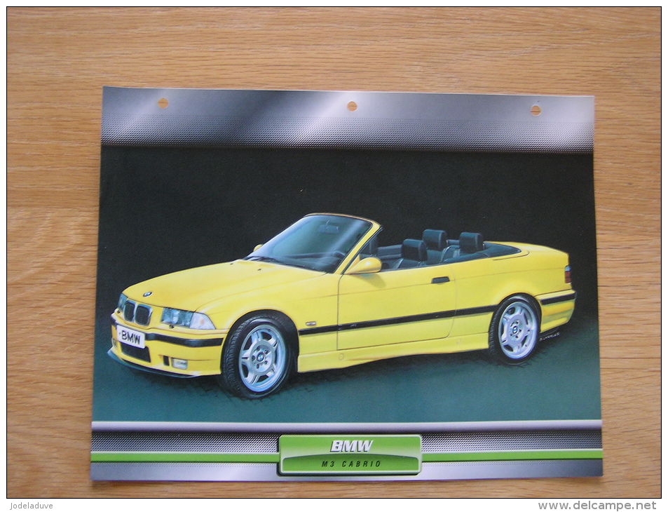BMW M3 Cabrio    Fiche Auto Voiture Automobile Cars Format A4 - Coches
