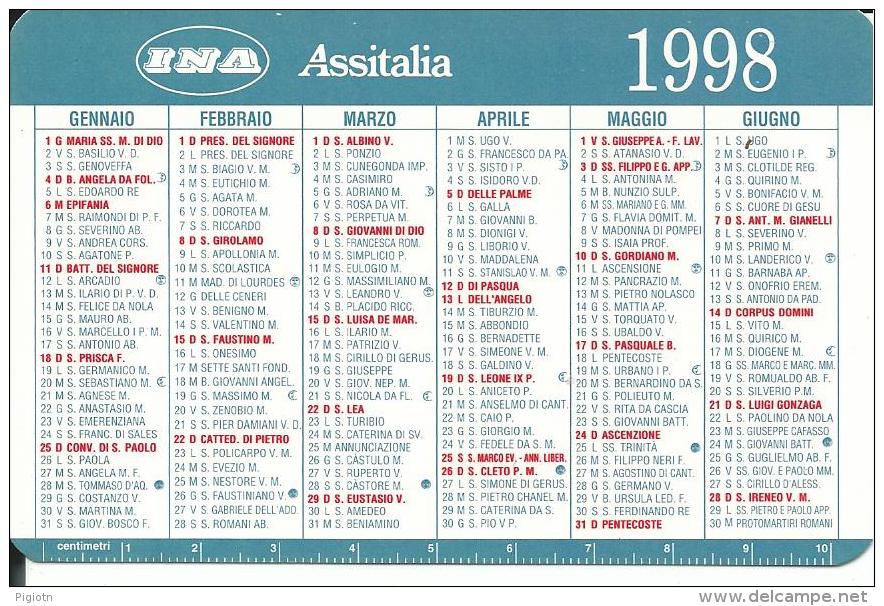 CAL510 - CALENDARIETTO 1998 - INA ASSITALIA - Formato Piccolo : 1991-00