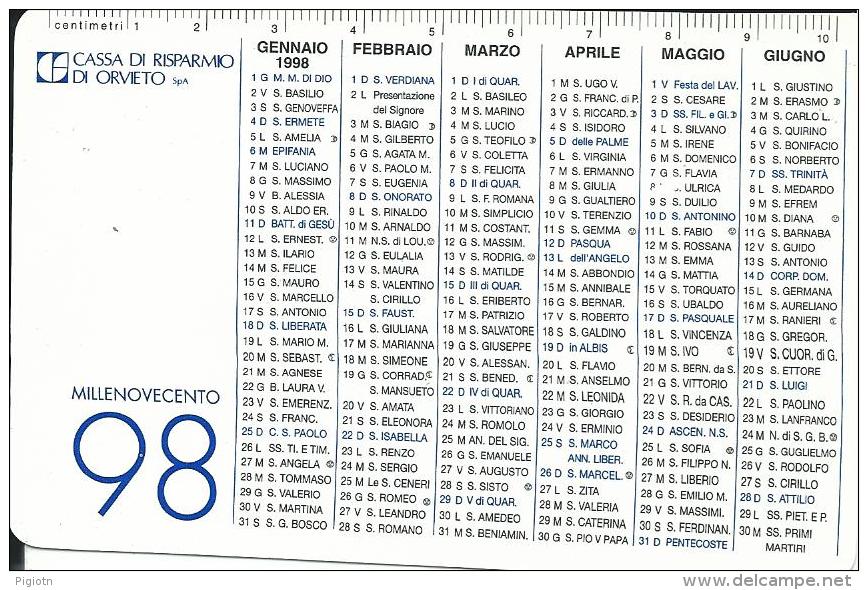 CAL511 - CALENDARIETTO 1998 - CASSA RISPARMIO DI ORVIETO - Formato Piccolo : 1991-00