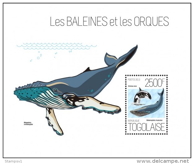 Togo. 2013 Whales And Orcas. (623b) - Dolphins