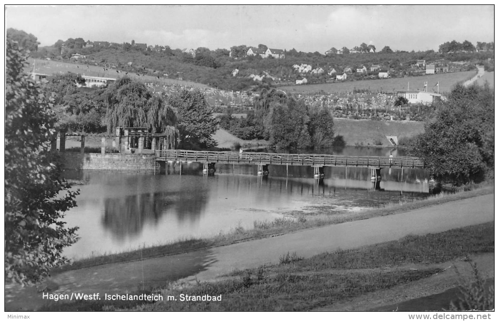 Hagen/Westf. Ischelandteich M. Strandbad, 1954 - Hagen