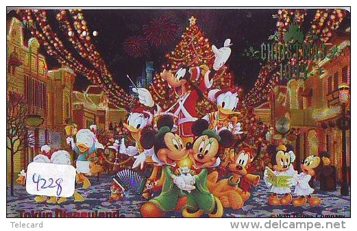 Télécarte Dorée Japon / 110-172116 * DISNEY Disneyland NOEL Accordeon (4228) Christmas * NAVIDAD Japan Gold Phonecard - Disney