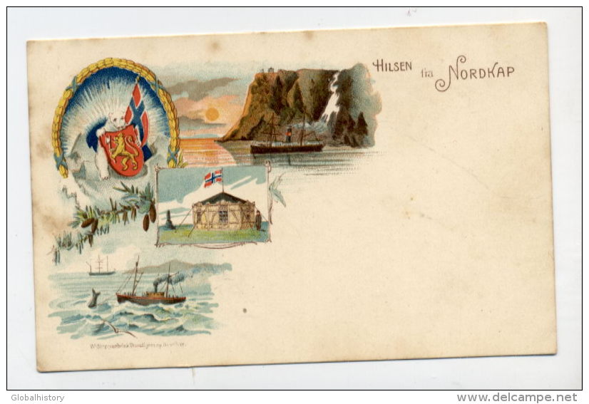 NORWAY - HILSEN FRA NORDKAP - 1900 LITHO POSTCARD - Norvège