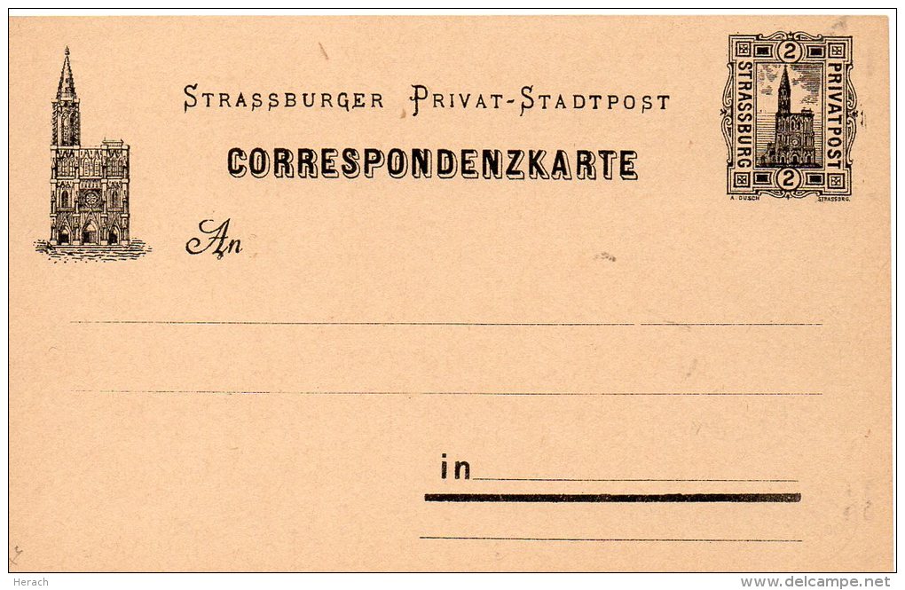 FRANCE ALSACE ENTIER POSTAL POSTE PRIVEE STRASBOURG - Covers & Documents