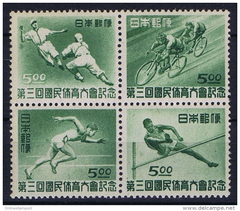 Japan: 1948 Mi  423 - 426  MNH/** 4-block - Unused Stamps
