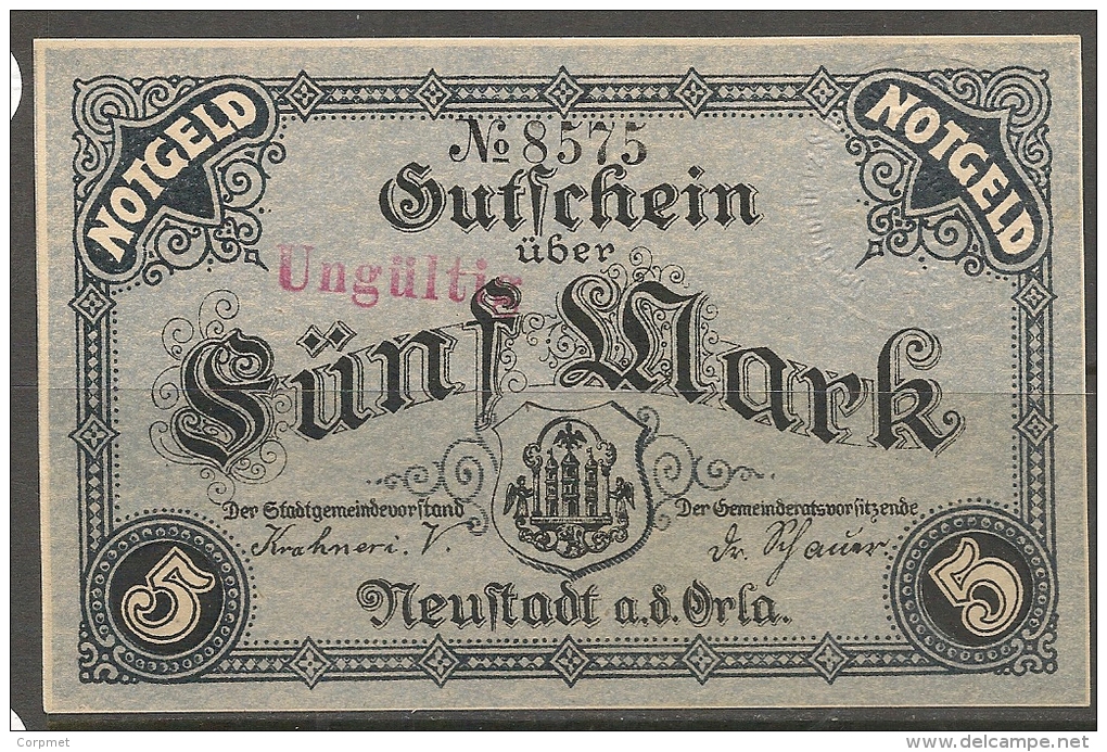 Stadt  Neustadt An Der Orla - VII - Germany -  1918 - NOTGELD Note - [11] Emisiones Locales