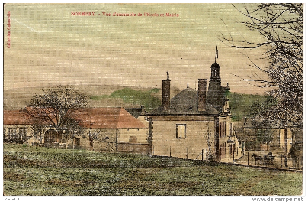 SORMERY-VUE D'ENSEMBLE DE L'ECOLE ET DE LA MAIRIE-carte Toilée - Flogny La Chapelle