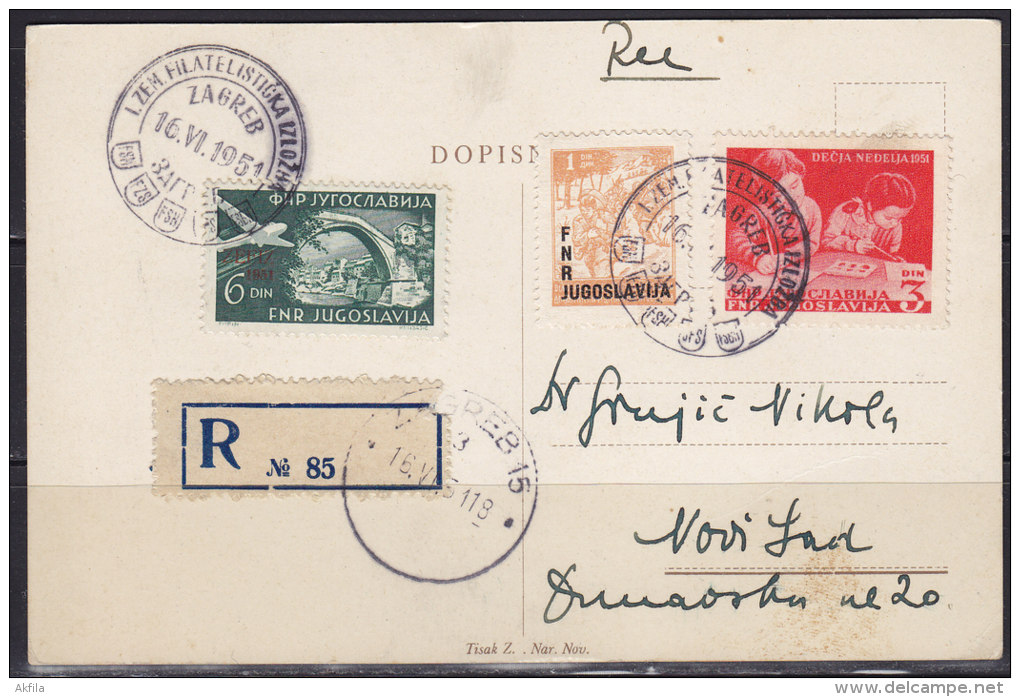 2264. Yugoslavia, Croatia, 1951, Philatelic Exhibition, Postcard - Yougoslavie
