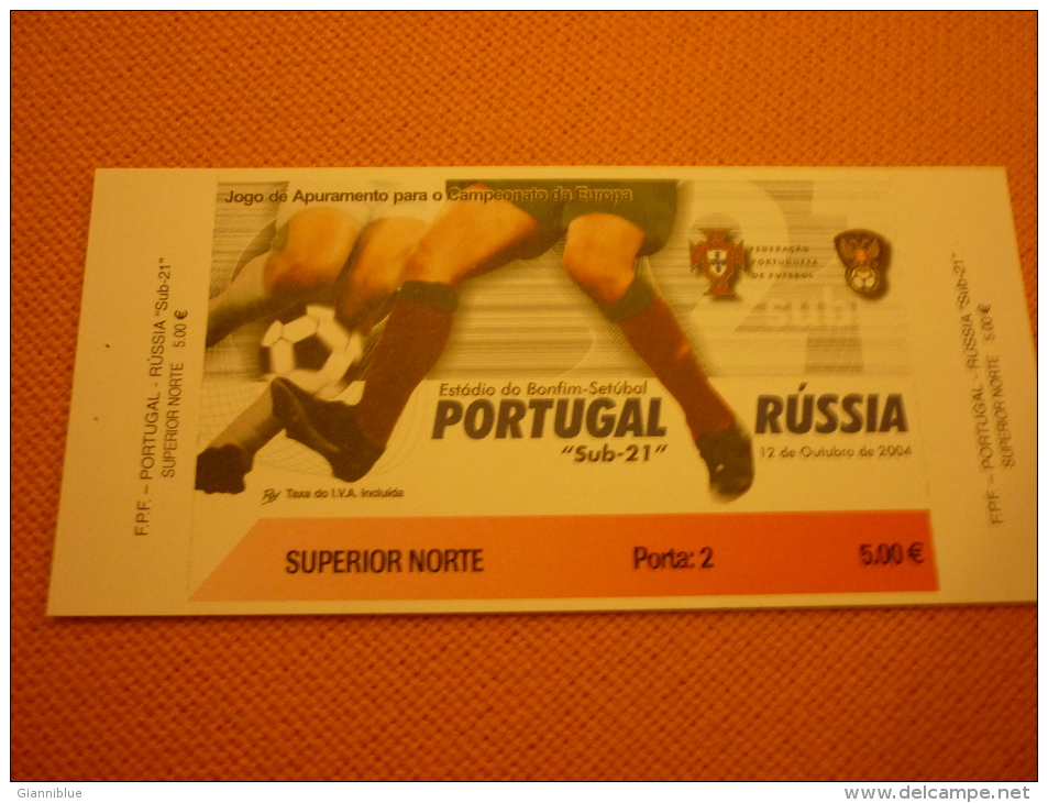 Portugal-Russia Football Match Ticket Stub 12/09/2004 - Tickets D'entrée