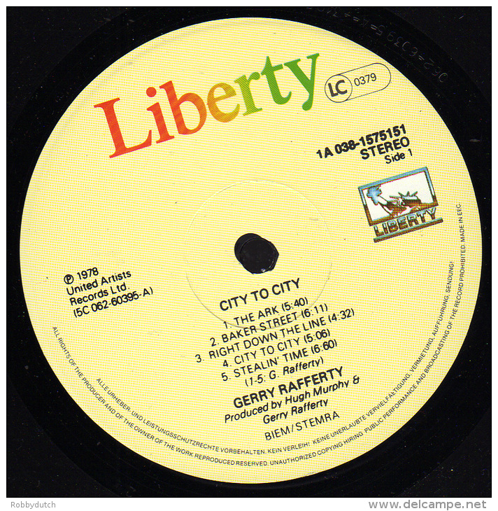 * LP *  GERRY RAFFERTY - CITY TO CITY (EEC 1978 Fame) - Rock