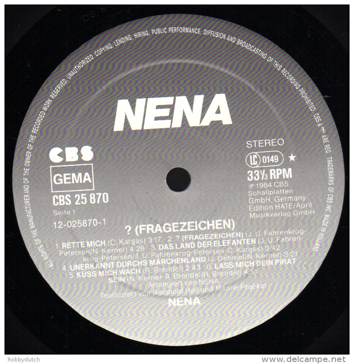 * LP *  NENA - ? (FRAGEZEIGEN) (Holland 1984) - Punk