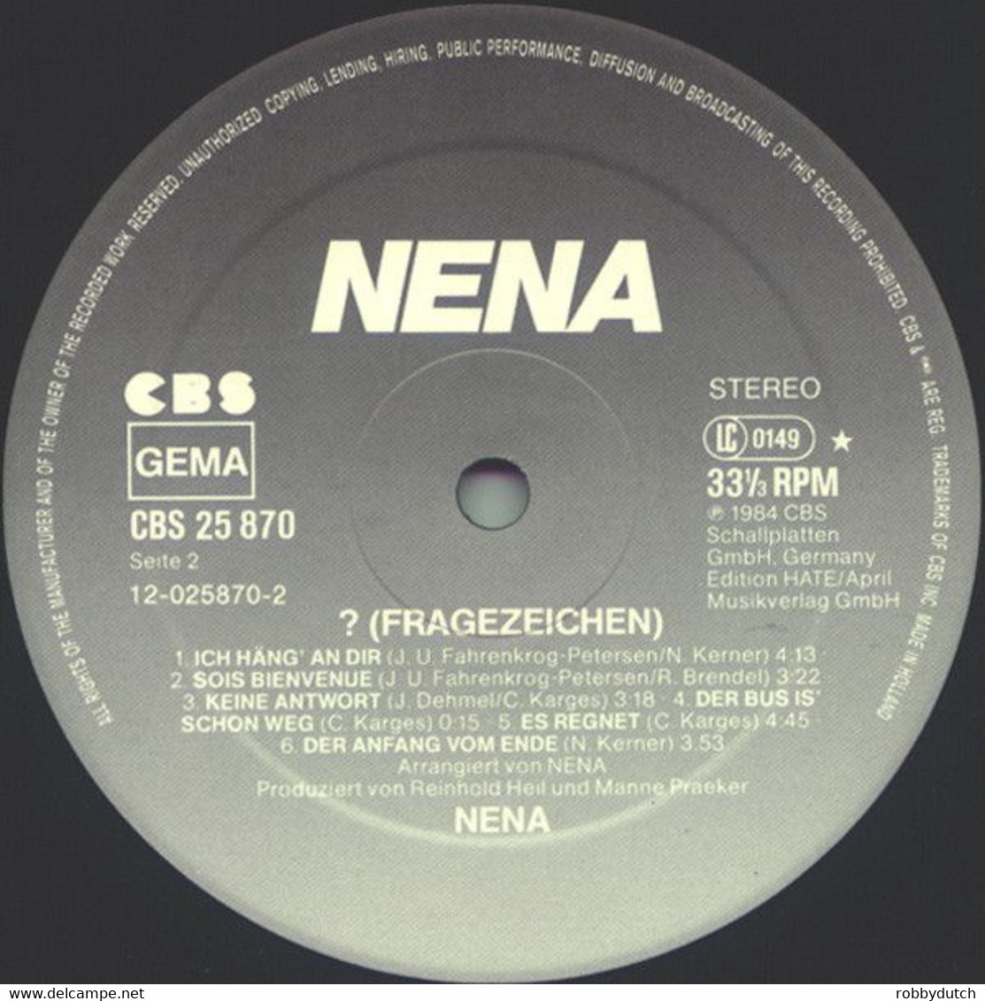 * LP *  NENA - ? (FRAGEZEIGEN) (Holland 1984) - Punk