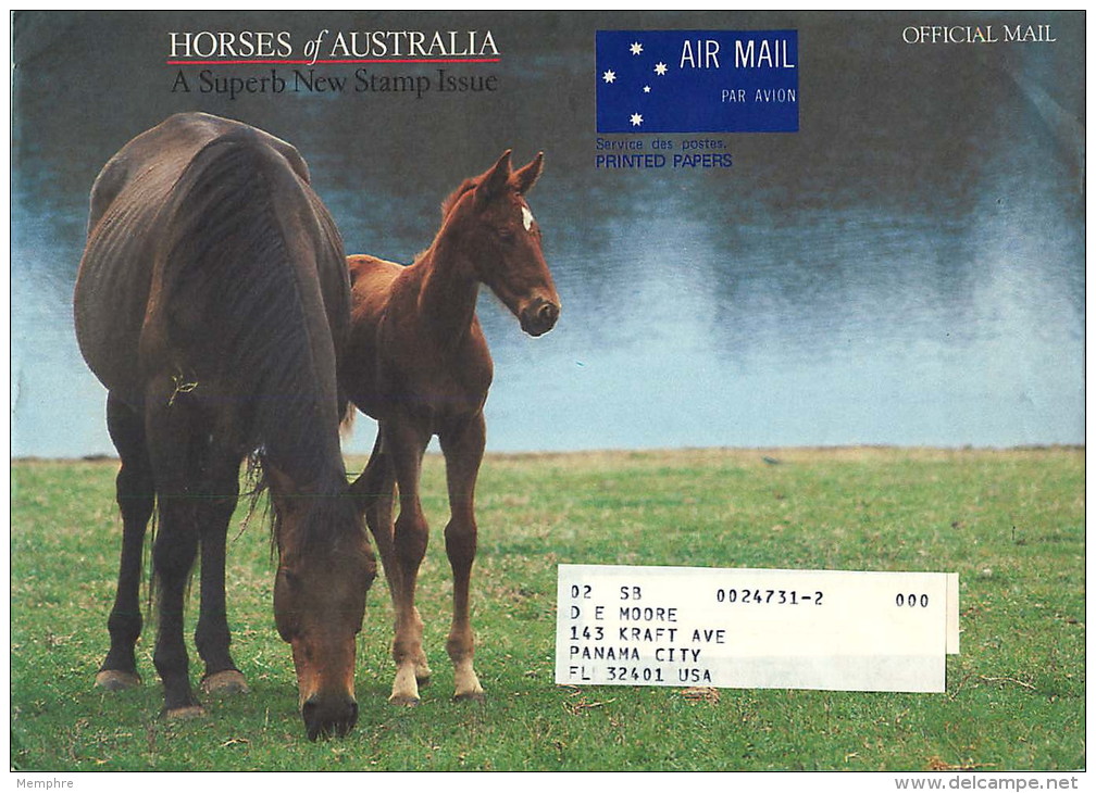 1986 Prepaid Envelope For Official Mail Of The Ausrtalia Post . Horses  Chevaux Pferde - Postwaardestukken