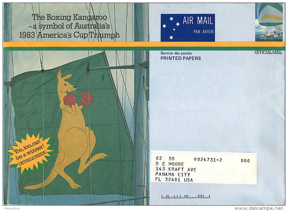 1986 Prepaid Envelope For Official Mail Of The Ausrtalia Post . Boxing Kangaroo America Cup - Postwaardestukken