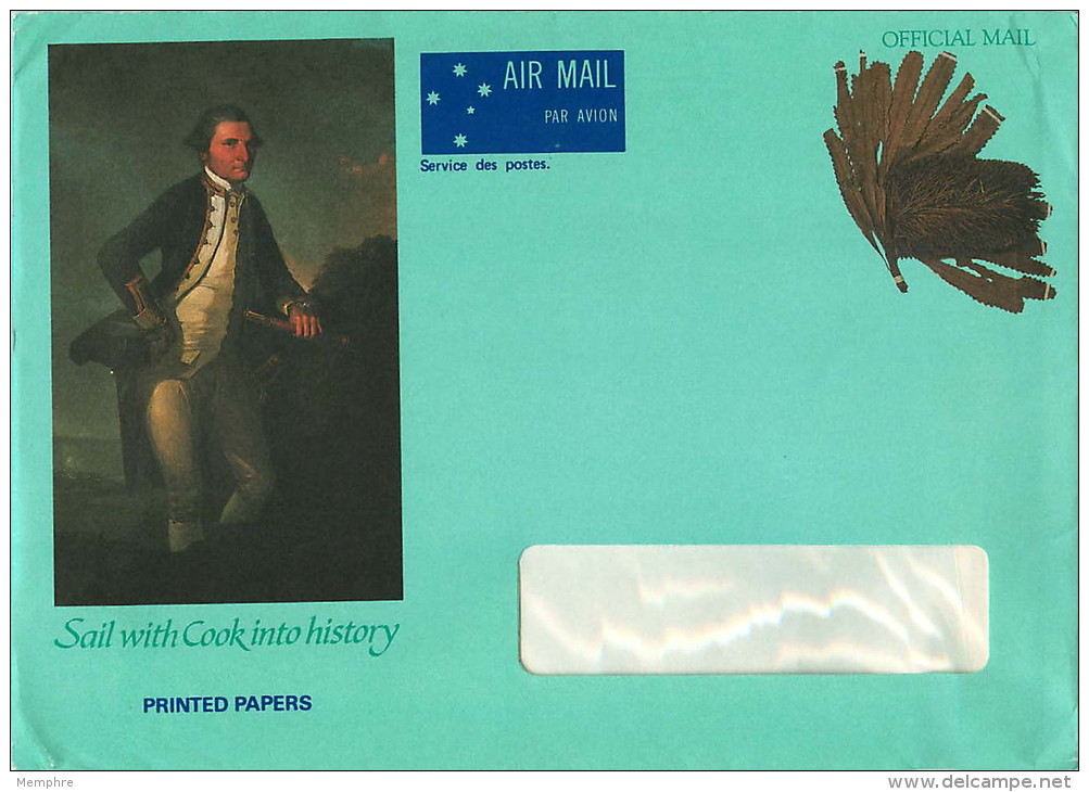 1987 Prepaid Envelope For Official Mail Of The Ausrtalia Post . Capt. Cook - Interi Postali