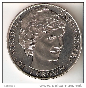 MONEDA DE GIBRALTAR DE 1 CROWN DEL AÑO 1991 DE LA PRINCESA DIANA DE GALES (COIN) SIN CIRCULAR-UNCIRCULATED - Gibraltar