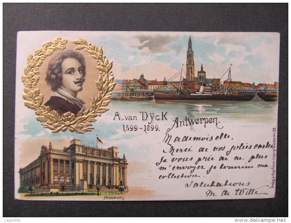 AK ANTWERPEN ANVERS Litho Prägekarte A.v.Dyck 1900  //  D*9203 - Antwerpen