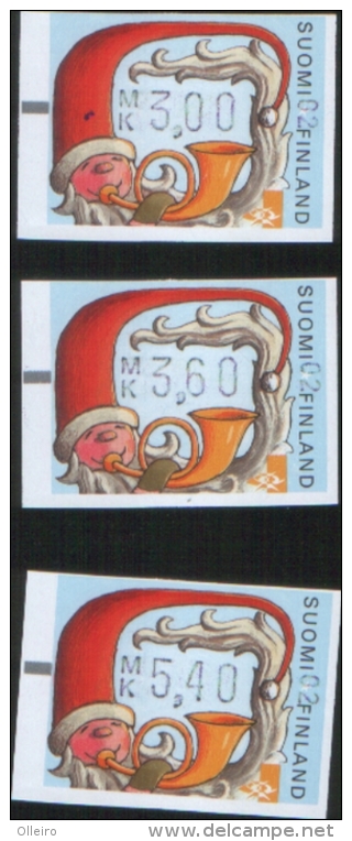 Finlandia Finland 2001 ATM  Santa Klaus(3,00-3,60-5,40) Natale Noel Christmas 3 Stamps  ** MNH - Automatenmarken [ATM]