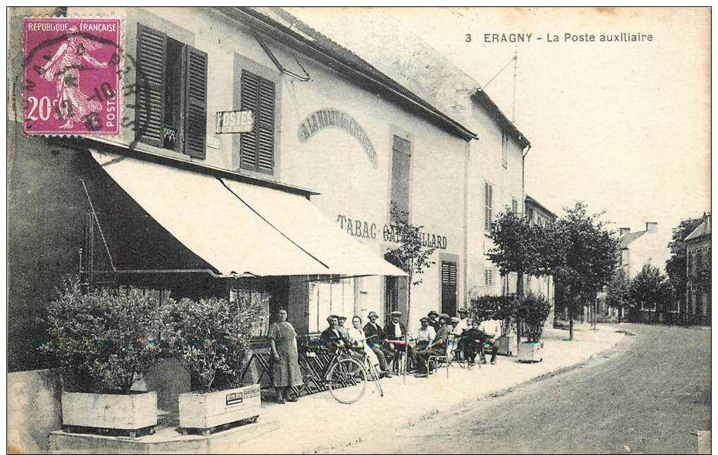 95  ERAGNY  La Poste Auxiliaire  à La Halte Des Cyclistes     2 Scans - Eragny