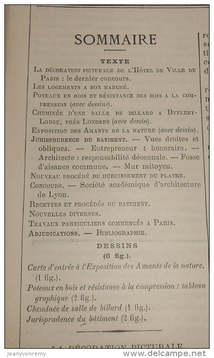 La Semaine Des Constructeurs. N°35. 22 Février 1890. Une Salle De Billard à Byfleet-Lodge Près De Londres. - Revistas - Antes 1900