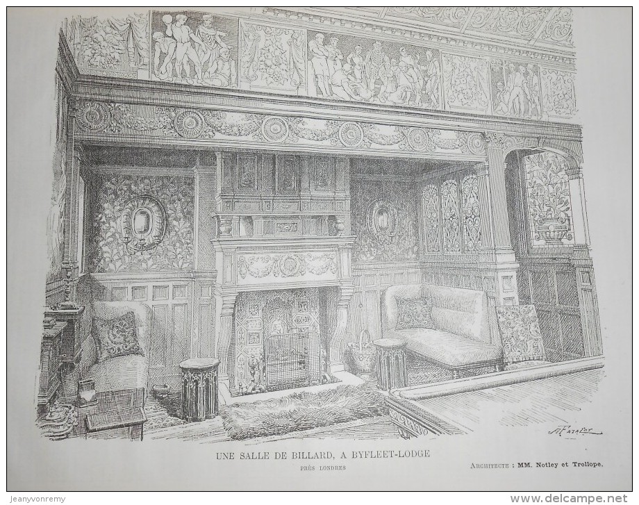 La Semaine Des Constructeurs. N°35. 22 Février 1890. Une Salle De Billard à Byfleet-Lodge Près De Londres. - Revistas - Antes 1900