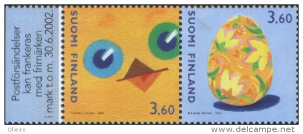 Finlandia Finland 2001 Easter - Pasqua 2v Se Tenant  ** MNH - Unused Stamps