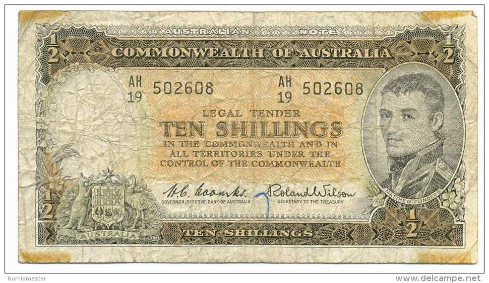 AUSTRALIA , 10 SHILLINGS 1961 -1965 , P- 33 - 1960-65 Reserve Bank Of Australia